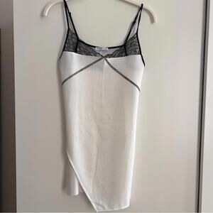 Chic White Slip Top with Black Lace